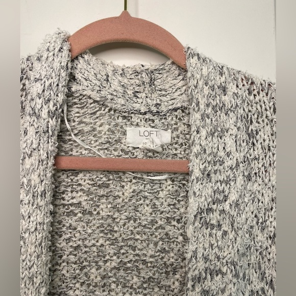 Loft Lounge sweater, size Large, gray and white knit - Picture 5 of 6
